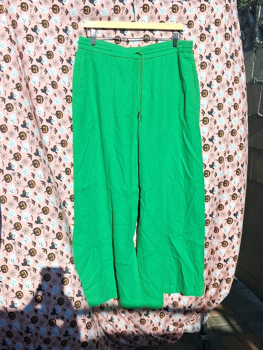 Women’s Wide-Leg Drawstring Pants in Bright Green